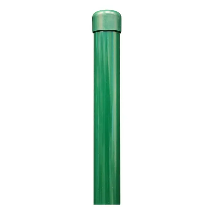 Alberts Zaunpfosten - Länge: 150 cm, Durchmesser: 34 mm, Grün, Metall, Ohne Spanndraht - Ein grüner Zaunpfosten mit einer abgerundeten Kappe, ideal für den Einsatz im Garten oder zur Abgrenzung von Bereichen im Außenbereich.