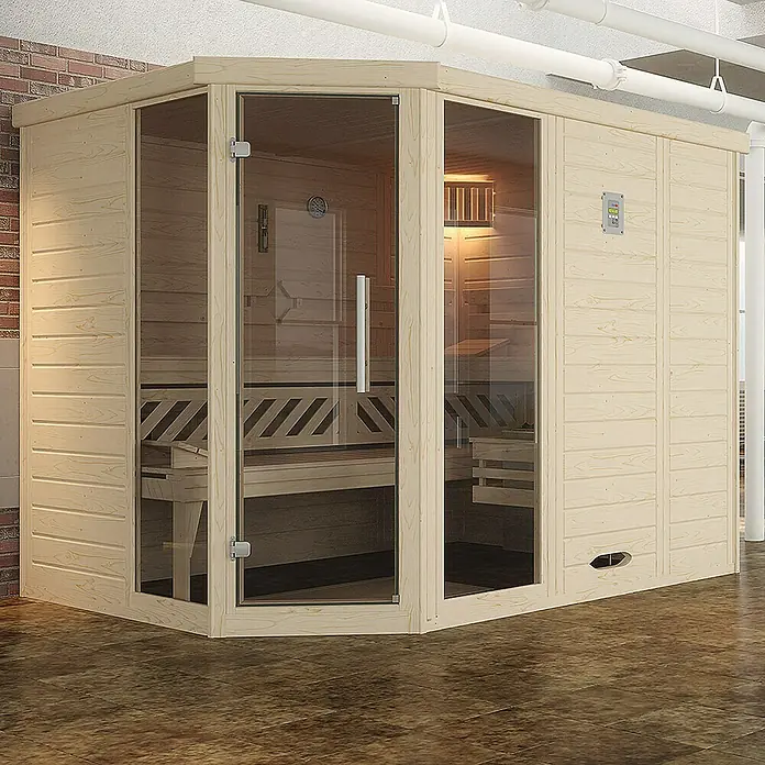 Weka Massivholzsauna KEMI Eck 7,5 kW BioS GT Gr.3 Typ 2