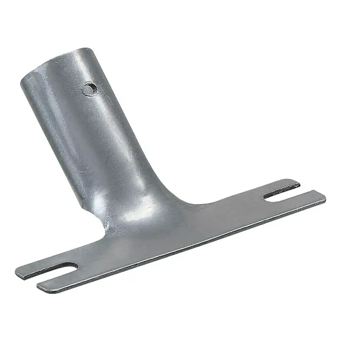 Teerschrubber-Halter - Stahl, Verzinkt - Ein verzinktes Metallwerkzeug, möglicherweise ein Gabelschlüssel, mit einem zylindrischen Griff und einem flachen, gegabelten Ende.