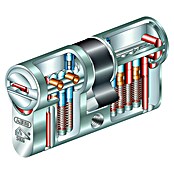 ABUS knopcilinder E60NP Z30/K35 - deurslot incl. 3 sleutels - verschillend sluitende halve cilinder met knop - ABUS veiligheidsniveau 7 - nikkel- parelmoer - 54430