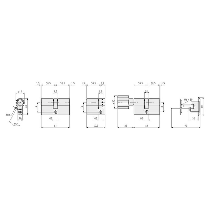 Abus Knopcilinder KXD25 (Met anti-boor beveiliging, Aantal sleutels: 3 st.) | BAUHAUS