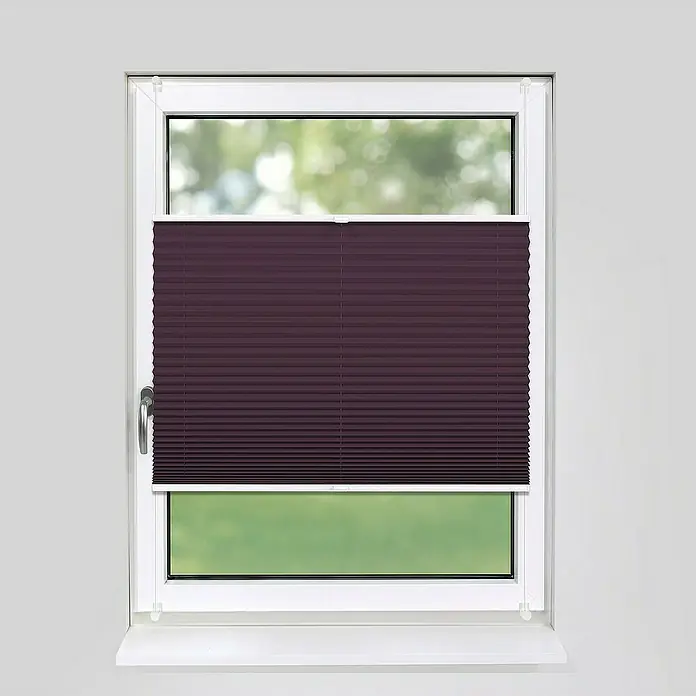 Deco-Raum Plissee ohne Bohren Basic - B x H: 100 x 210 cm, Violett - Raffinierte Plissee-Jalousie in einem Fensterrahmen, die Privatsphäre bietet und das Licht sanft filtert. Die ideale Fensterdekoration.