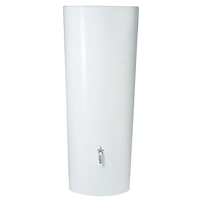 Garantia Modern Line Regenspeicher Color 2 in 1 - 350 l, Coco - Weiße Regentonne mit einem Hahn zur Wasserentnahme. Sie ist ideal für die Gartenbewässerung und spart Wasser.