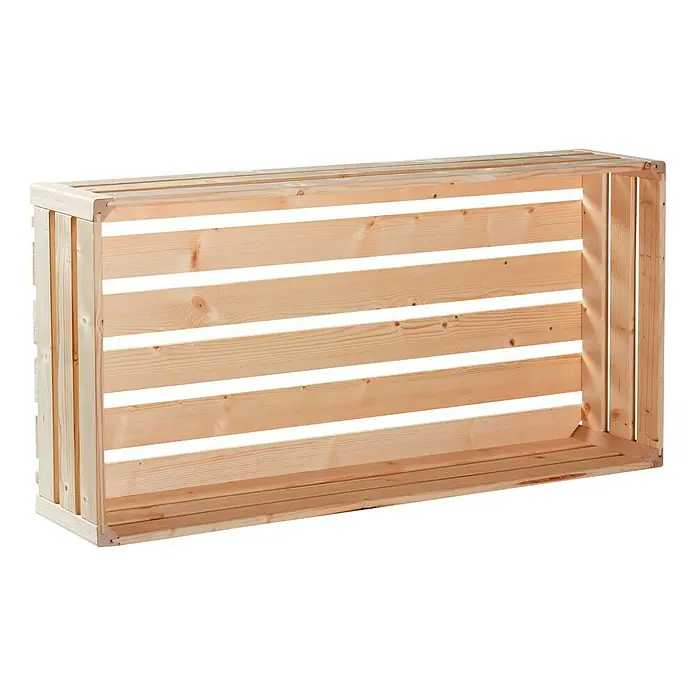 HolzZollhaus Holzkiste B 1/1 - 35 x 70 x 16 cm, Natur - Holzregal zur Aufbewahrung, naturbelassen und robust, für eine vielseitige Nutzung in Haus und Garten. Ideal zur Lagerung von Gegenständen.