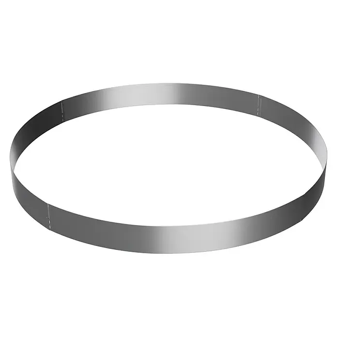 Gardol Rasenkante - 4 Stk., 118 x 13 cm, Grau - Silberner Ring auf schwarzem Hintergrund. Elegantes Accessoire mit schimmernder Oberfläche, ideal für besondere Anlässe.