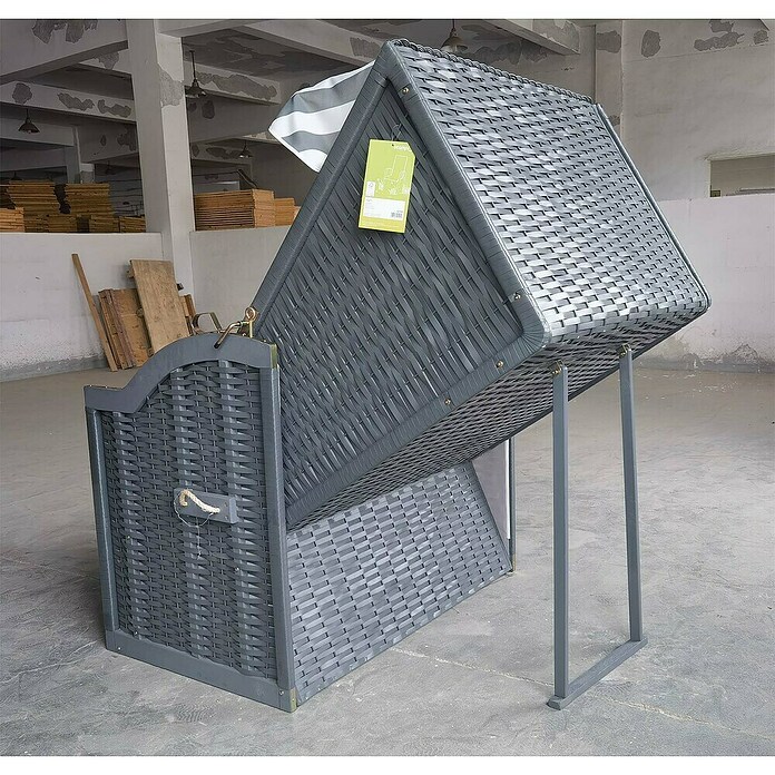 Acamp Strandkorb Rügen (L x B x H: 110 x 81 x 160 cm, Holz, Grau/Weiß) | BAUHAUS