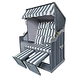 Acamp Strandkorb Rügen (L x B x H: 110 x 81 x 160 cm, Holz, Grau/Weiß)