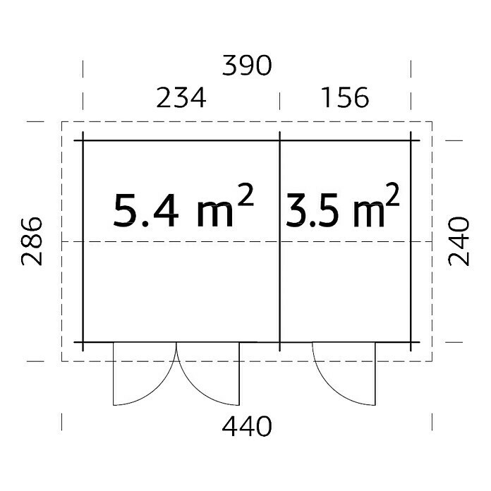 Palmako Blockbohlenhaus Combished 2 (Grundfläche: 8,9 m², Wandstärke: 28 mm, Natur)