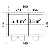 Palmako Blockbohlenhaus Combished 2 (Grundfläche: 8,9 m², Wandstärke: 28 mm, Natur)