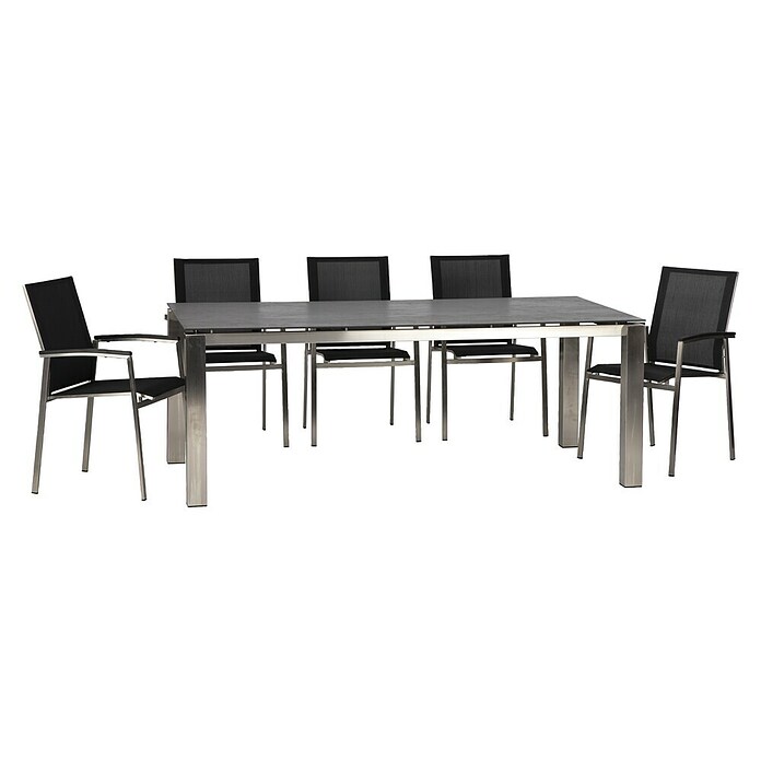 Acamp Gartenmöbel-Set Auris (7 -tlg., Stapelbar, Silber/Schwarz) | BAUHAUS