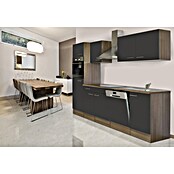 Respekta Composición de cocina (Ancho: 280 cm, Con dispositivos eléctricos, Brillo satinado gris)