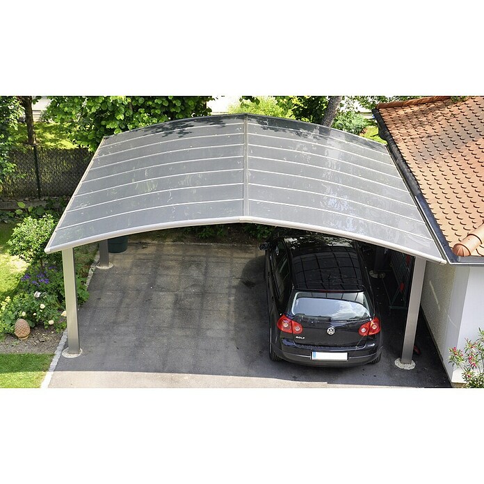 Ximax Carport Portoforte M 60 (4,9 x 5,4 m, Einfahrtshöhe: Max. 2,2 m, Edelstahloptik, Schneelast: 75 kg/m²)