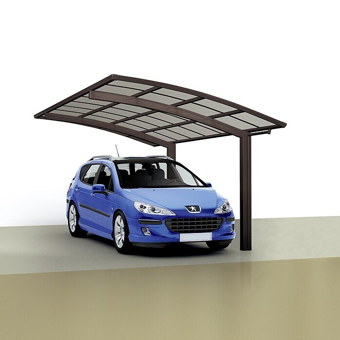 Ximax Carport Portoforte 110 (4,9 x 2,7 m, Einfahrtshöhe: Max. 2,2 m, Mattbraun, Schneelast: 137 kg/m²)