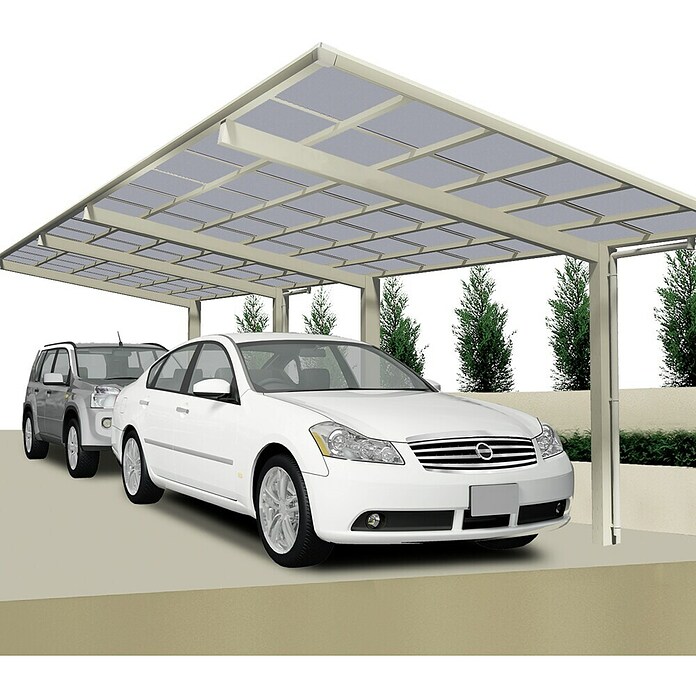 Ximax Carport LINEA Tandem 110 (9,8 x 2,7 m, Einfahrtshöhe: 2,2 m, Edelstahloptik, Schneelast: 137 kg/m²)