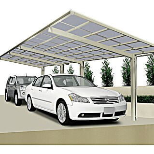 Ximax Carport LINEA Tandem 110 (Außenmaß inkl. Dachüberstand (B x T): 2,73 x 9,83 m, Doppelcarport, Edelstahloptik, Schneelast: 137 kg/m²)
