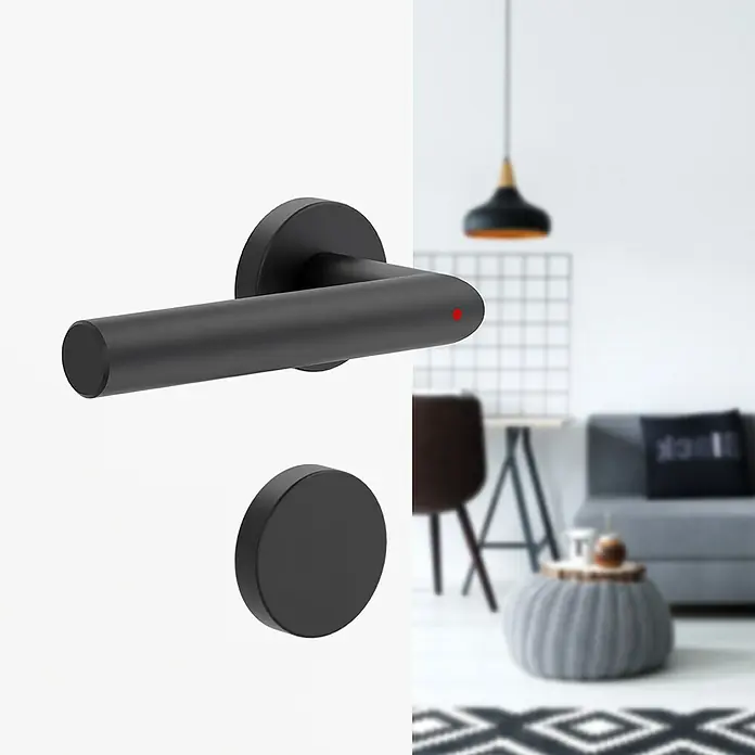 Diamond Doors Blindrosette - Durchmesser Rosette: 51 mm, Schwarz - Elegantes schwarzes Türgriff-Set mit modernem Design, perfekt für stilvolle Inneneinrichtung. Der Griff zeichnet sich durch klare Linien und hochwertige Verarbeitung aus.