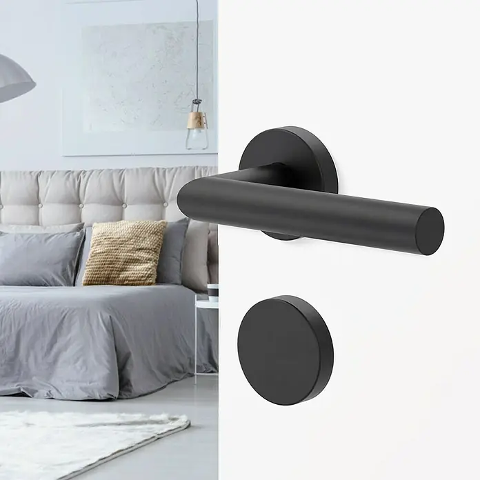 Diamond Doors Blindrosette - Durchmesser Rosette: 51 mm, Schwarz - Elegante, mattschwarze Türgarnitur. Zeitloses Design für moderne Innenräume, passend zu jedem Einrichtungsstil und langlebig.