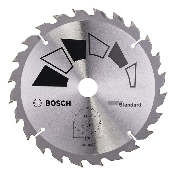 Bosch Kreissägeblatt Standard (170 mm, Bohrung: 16/20 mm, 24 Zähne, Sägeblattstärke: 2,2 mm)