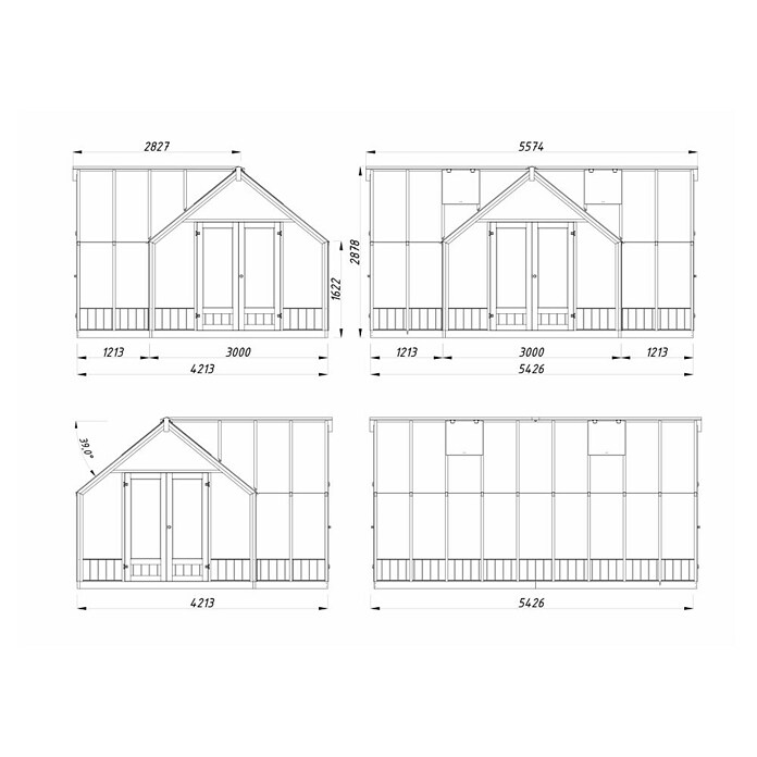 Palmako Invernadero Emilia XL (Medidas ext. (An x Pr): 421 x 543 cm, Madera, 18 mm, Gris) | BAUHAUS