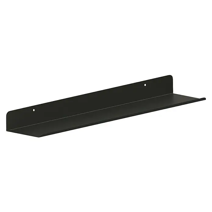 Regalux Wandregal - B x T x H: 60 x 12 x 5 cm, Belastbarkeit: 2 kg, Metall, Schwarz - Eine schwarze Wandregal mit einer stabilen Ablagefläche und einer hohen Rückwand zur sicheren Aufbewahrung von Gegenständen.