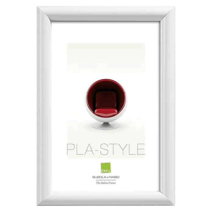 Marco de plástico Pla-Style - 60 x 80 cm, Blanco - Primer plano de un marco de fotos blanco PLA-Style con un diseño moderno, ideal para exhibir fotos y obras de arte.