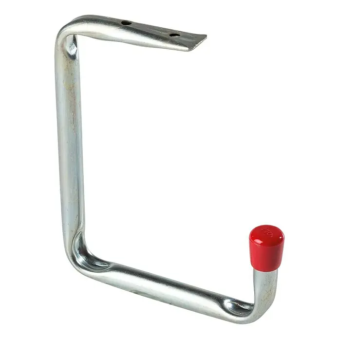 Stabilit Deckenhaken - 11,5 x 15,8 cm, Belastbarkeit: 15 kg, Verzinkt - Metallischer Garagenhaken mit roter Schutzkappe, ideal zur Aufbewahrung von Werkzeugen und Gartengeräten.
