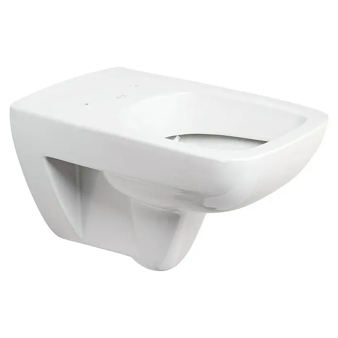 Geberit Renova Plan Wand-WC - Mit Spülrand, Ohne Spezialglasur, Spülform: Tief, WC Abgang: Waagerecht, Weiß - Weißes, wandhängendes Bidet aus Keramik. Das Bidet hat ein modernes Design und glatte Oberflächen, die eine einfache Reinigung ermöglichen.