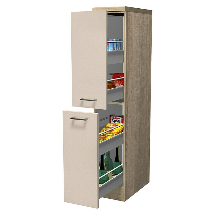 Flex-Well Palma Demi-Apothekerschrank Palma (57 x 30 x 162 cm, Dekor Front: Kaschmir Glanz, Dekor Korpus: Sonoma Eiche (außen))