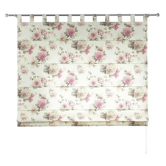 Dekoria Raffrollo - B x H: 100 x 170 cm - Blumenvorhänge mit Tab-Top und Rosenmuster. Diese Vorhänge bringen einen Hauch von Romantik in Ihr Zuhause und sorgen für Privatsphäre.