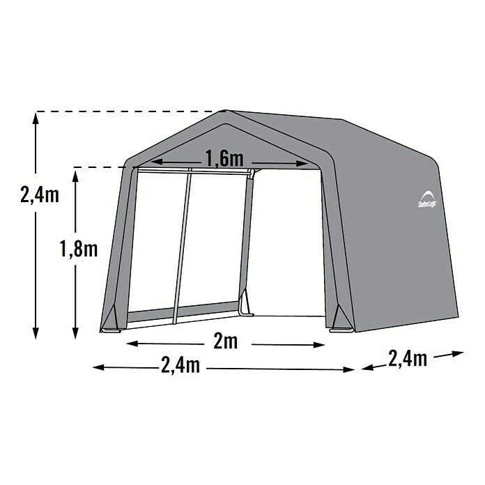 ShelterLogic GerätehausAußenbreite inkl. Dachüberstand: 240 cm, Außentiefe inkl. Dachüberstand: 240 cm, Stahl, Grün Unknown