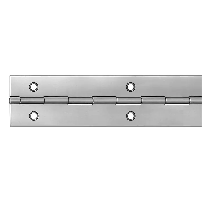 Suki Bisagra de piano - 1.500 x 32 mm, Latón, Acero - Bisagra de puerta de acero inoxidable larga y estrecha con esquinas redondeadas y cuatro agujeros para fijar a la puerta y al marco.
