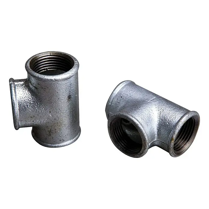 T-Stück - 1″, Temperguss - Zwei verzinkte T-Stücke für Rohre. Ideal für Sanitär- und Heizungsinstallationen. Robuste Konstruktion für lange Lebensdauer.