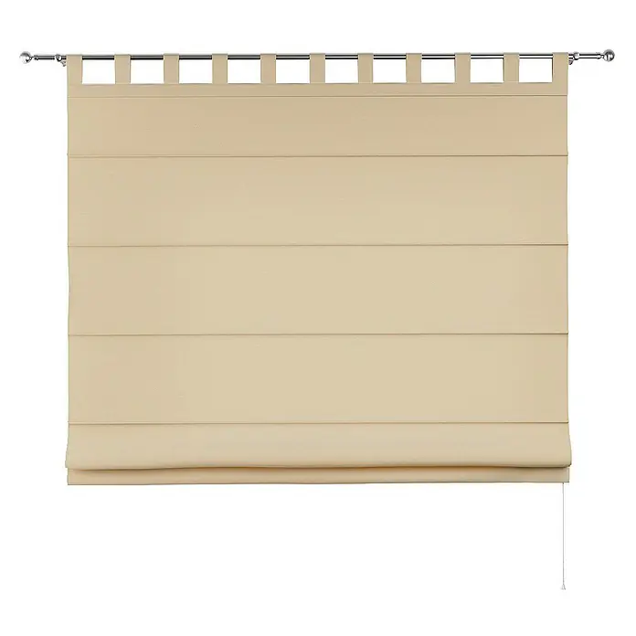 Dekoria Raffrollo - B x H: 120 x 160 cm - Beigefarbene Raffrollos mit Schlaufenaufhängung an einer Chromstange. Das natürliche Material verleiht dem Raum Wärme und Eleganz.