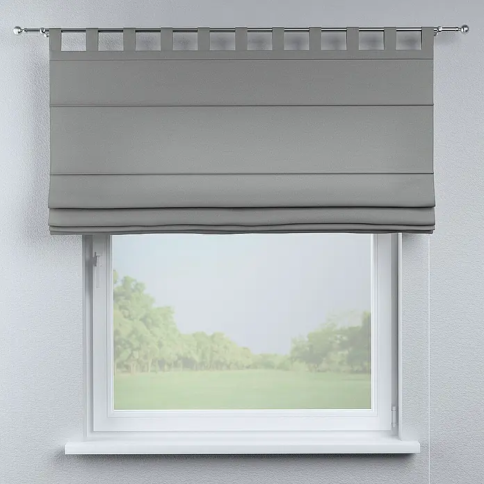Dekoria Raffrollo - B x H: 120 x 160 cm - Graue Raffrollos mit Schlaufenaufhängung am Fenster sorgen für eine elegante Lichtsteuerung und Privatsphäre.