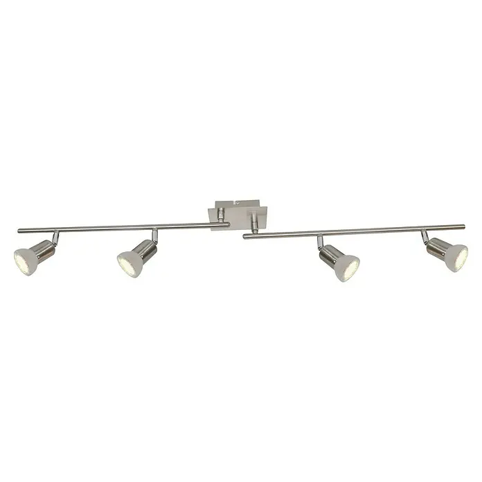 Tween Light Regleta LED Xeno - 12,8 W, L x An x Al: 8 x 55 x 13 cm, Plateado, Blanco cálido - Foco de techo moderno con cuatro lámparas y acabado plateado, que ofrece una iluminación brillante y elegante.