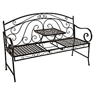 Garden Pleasure Gartenbank Saket mit hochklappbarem Tisch (B x T x H: 148 x 55 x 96 cm, Stahl, Schwarz)