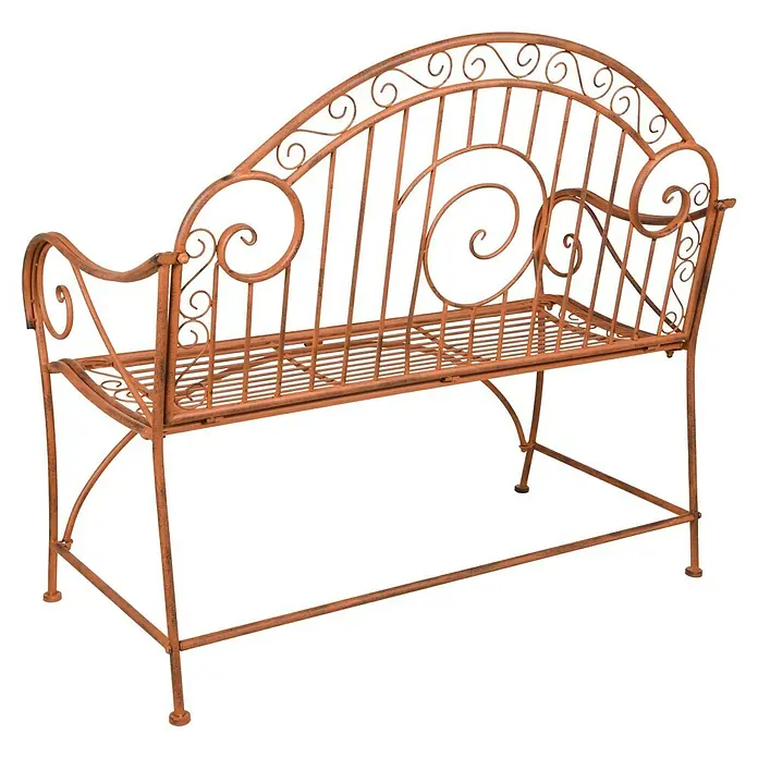 Garden Pleasure Gartenbank Cameroon - B x T x H: 112 x 53 x 101 cm, Stahl, Rost-Bronze - Elegante Gartenbank aus Metall mit dekorativen Verzierungen. Die Bank bietet eine stilvolle Sitzgelegenheit für den Außenbereich und lädt zum Verweilen ein.