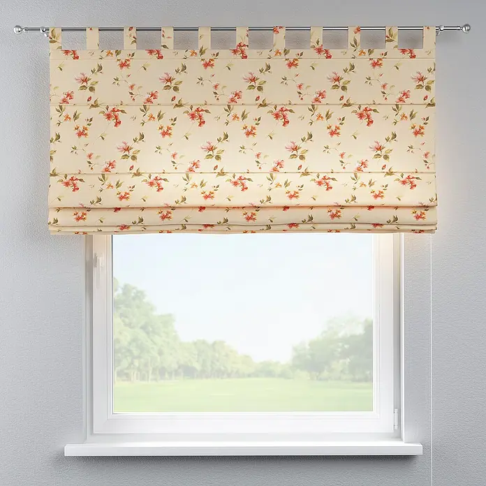 Dekoria Raffrollo - B x H: 100 x 170 cm - Fenster mit einer floralen Romanrollo, die sanftes Licht hereinlässt und einen Hauch von Eleganz in den Raum bringt.