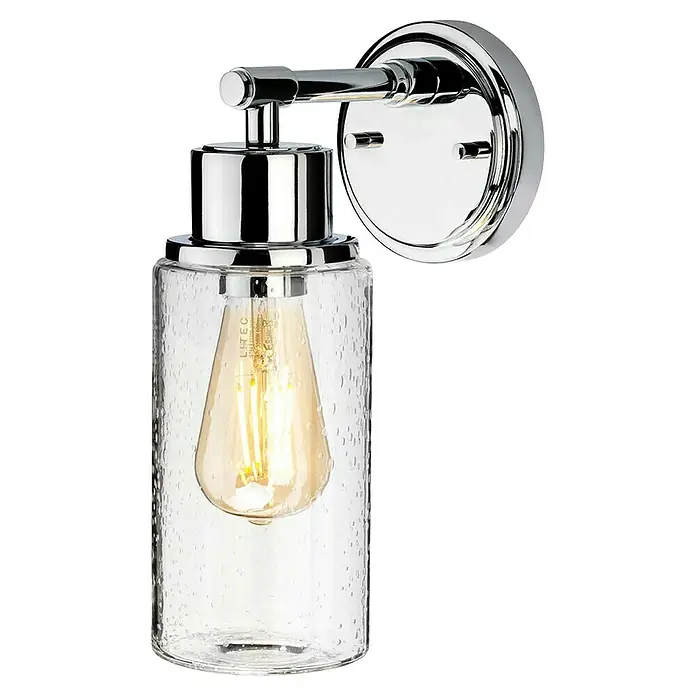 Elstead Wandleuchte Morvah - 60 W, L x B x H: 18,9 x 12 x 30 cm, Chrom, E27 - Wandleuchte mit klarem Glas und Edison-Glühbirne für stimmungsvolle Beleuchtung im Raum. Elegantes Design mit Chrom-Akzenten.