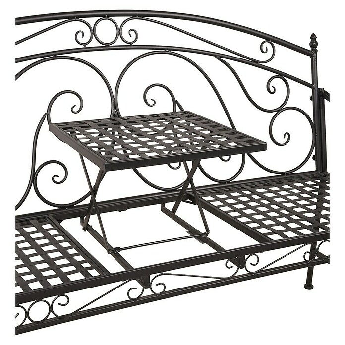 Garden Pleasure Gartenbank Saket mit hochklappbarem Tisch (B x T x H: 148 x 55 x 96 cm, Stahl, Schwarz) | BAUHAUS