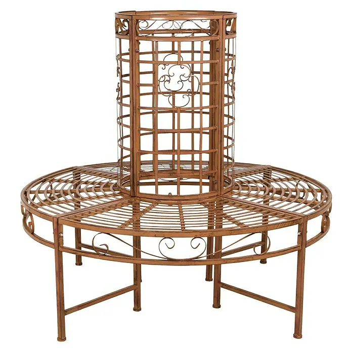 Garden Pleasure Baumbank Larissa 360° - Ø x H: 121 x 112 cm, Stahl, Rost-Bronze - Das runde Metall Baum Bank mit Rückenlehne ist ein tolles Produkt für Ihren Garten.