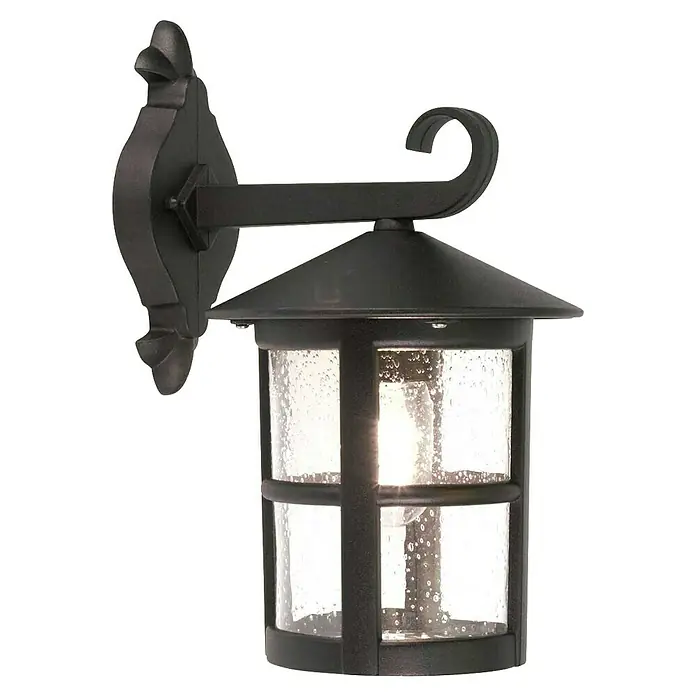 Elstead Außenwandleuchte Hereford - 60 W, 24 x 34,5 x 34,5 cm, Schwarz, IP43 - Eine elegante Außenwandleuchte in Schwarz mit klarem, strukturiertem Glas, ideal für stilvolle Beleuchtung im Freien.