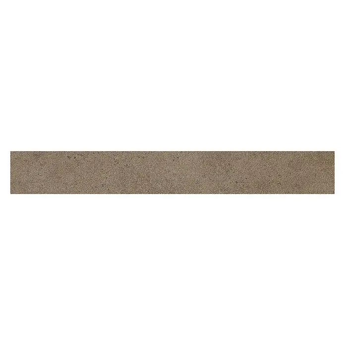 Art-Tec by Palazzo Sockelfliese - 7 x 60 cm, Taupe, Schimmernd - Ein einzelnes, längliches, braunes Keramikfliesenstück mit einer leicht strukturierten Oberfläche.
