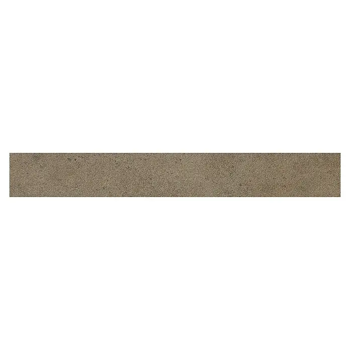 Art-Tec by Palazzo Sockelfliese - 7 x 60 cm, Taupe, Schimmernd - Ein einzelnes, längliches, braunes Keramikfliesenstück mit einer leicht strukturierten Oberfläche.