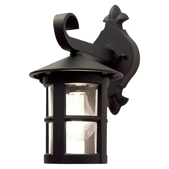 Elstead Außenwandleuchte Hereford - 60 W, 22,1 x 29,4 x 29,4 cm, Schwarz, IP43 - Schwarze Außenwandleuchte mit transparentem Glas und dekorativer Halterung für eine stimmungsvolle Beleuchtung im Außenbereich.