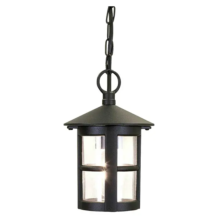 Elstead Pendelleuchte Hereford - 60 W, L x B x H: 15 x 15 x 36,5 cm, Schwarz, E27 - Elegante schwarze Außenleuchte mit klaren Glasscheiben, die ein warmes Licht verbreitet, ideal für stilvolle Beleuchtung im Freien.