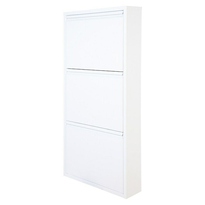 Zapatero Dunne (L x An x Al: 13,5 x 50 x 103,5 cm, Blanco, Número de compartimentos: 3 ud., Metal)