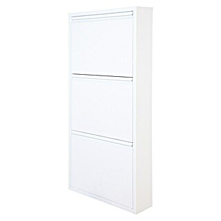 Zapatero Dunne (L x An x Al: 13,5 x 50 x 103,5 cm, Blanco, Número de compartimentos: 3 ud., Metal)