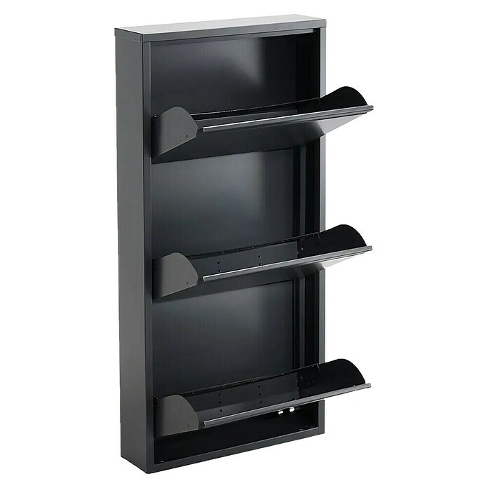 Zapatero Dunne (L x An x Al: 13,5 x 50 x 103,5 cm, Negro, Número de compartimentos: 3 ud., Metal) | BAUHAUS