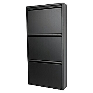 Zapatero Dunne (L x An x Al: 13,5 x 50 x 103,5 cm, Negro, Número de compartimentos: 3 ud., Metal)